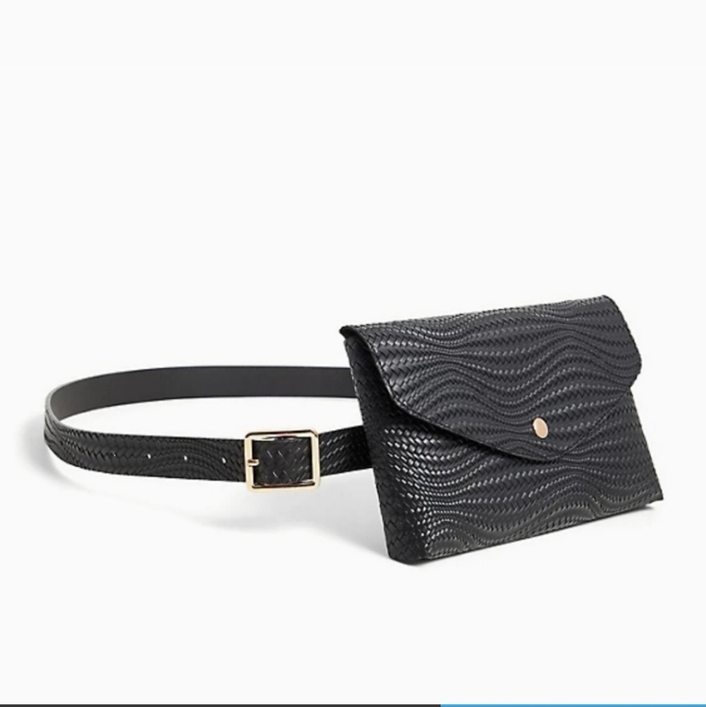 Black Textured Belt Bag